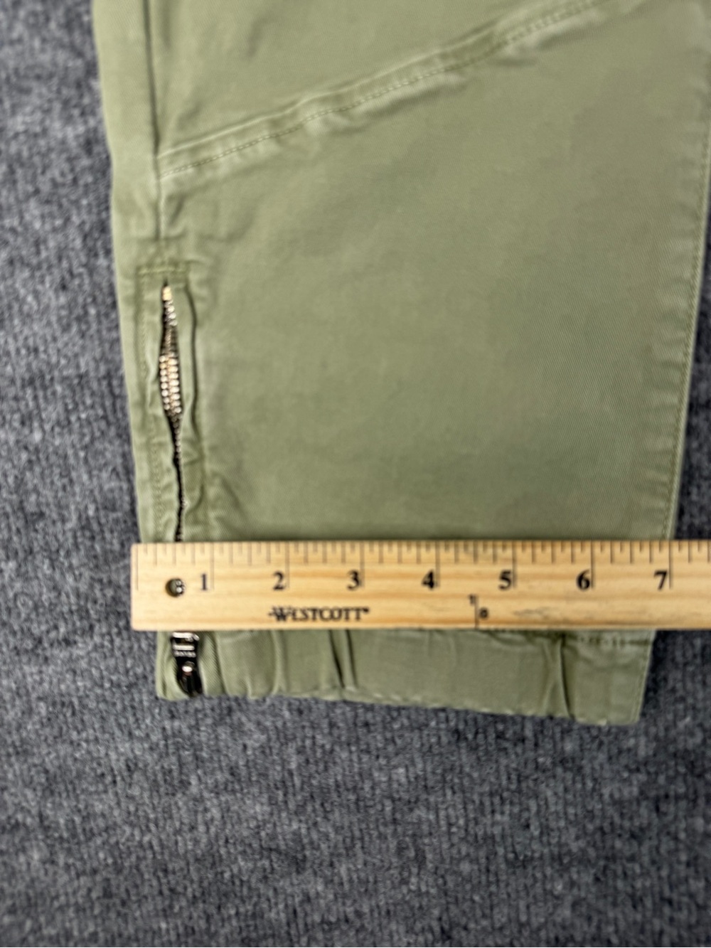 FRAME Banded Hem Moto Pants Washed Aloe Green Crop Utility Pants Size 32 - Picture 9 of 14